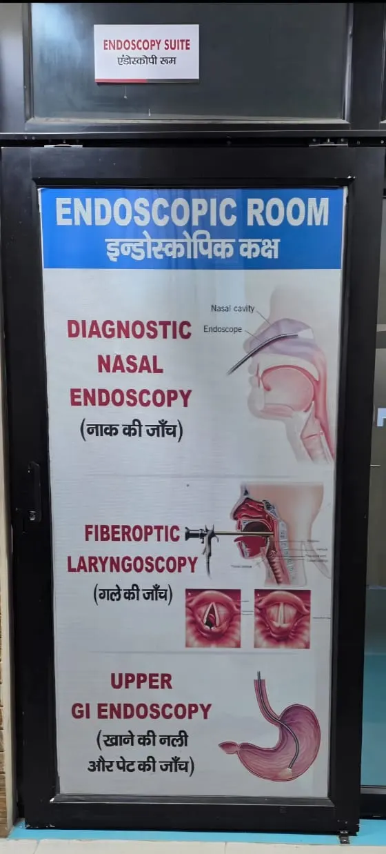 Entrance to the endoscopy suite for nasal endoscopy and laryngoscopy